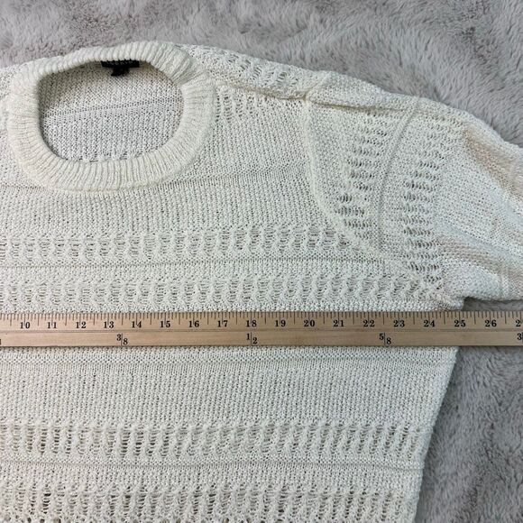 TORRID Pointelle Pullover Balloon Sleeve Sweater Ivory White Loose Knit Size 1X - Picture 9 of 11